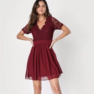 Lulu’s burgundy lace front dress